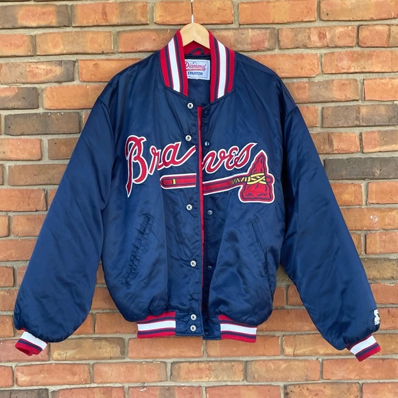 STARTER Other - Vintage Atlanta Braves Starter Baseball Jacket Diamond Collection Blue Sz L